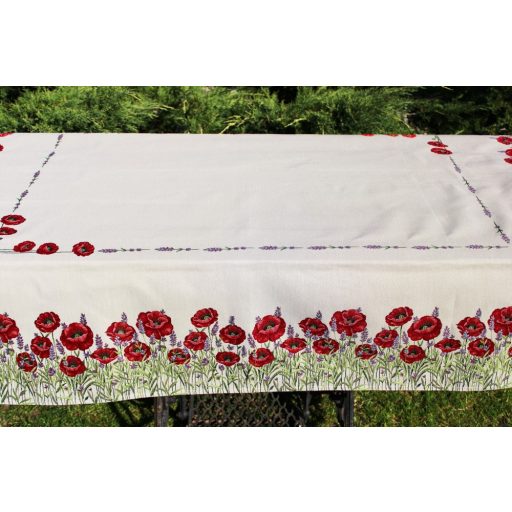 Pipacsos, levendulás asztalterítő, 137x180 cm 