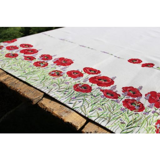 Pipacsos, levendulás asztalterítő, 137x180 cm 