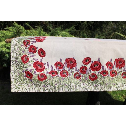Pipacsos, levendulás asztalterítő, 137x180 cm 