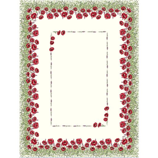 Pipacsos, levendulás asztalterítő, 137x180 cm 