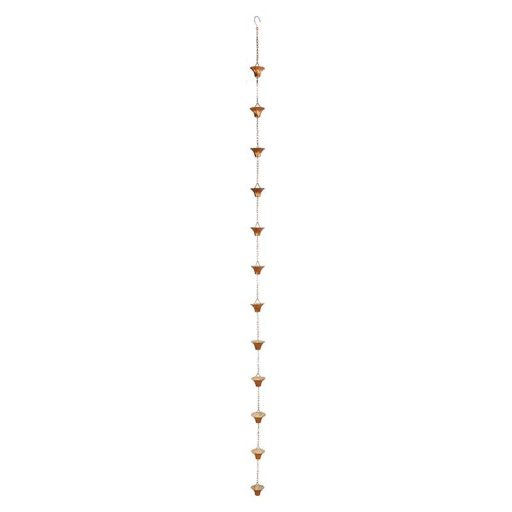 Ereszcsatorna vízvezető lánc, réz bevonattal, 259 cm