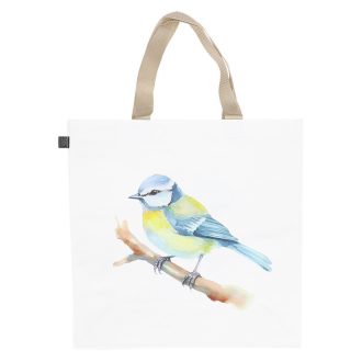 Kék cinegés bevásárló táska, 40 x 40 cm