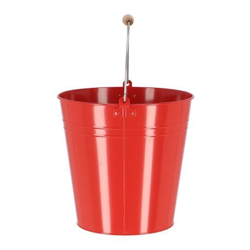 Cink kerti vödör, fa fogóval, 10,75 literes, piros