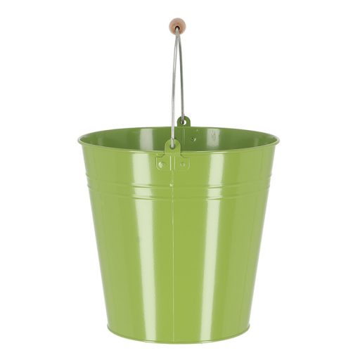 Cink kerti vödör, fa fogóval, 10,75 literes, zöld