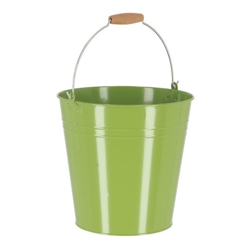 Cink kerti vödör, fa fogóval, 10,75 literes, zöld