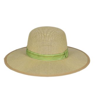 Színes szalagos szalmakalap, zöld, 39 cm átmérőjű
