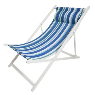 Összecsukható fém napozószék, kék, 61 x 94 x 95 cm