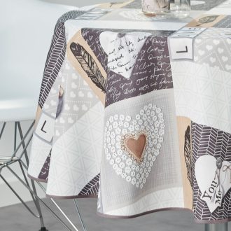   Beige love szennytaszító, kör alakú asztalterítő, 160 cm