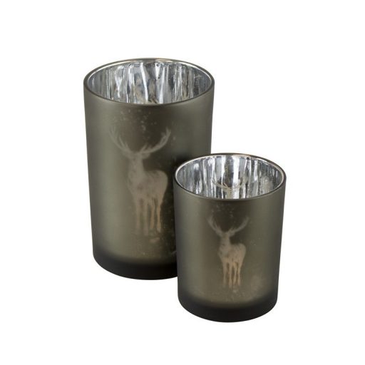 Üveg teamécses tartó, szarvas sziluettel, 12 cm