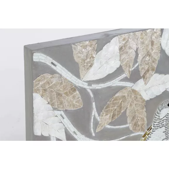 Dekoráció falra üveg mdf 90x4x70 levelek madarak