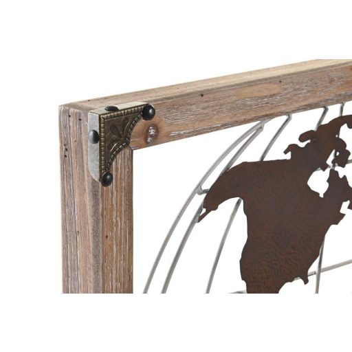 Dekoráció falra fém fenyő 75x6x46 világtérkép 