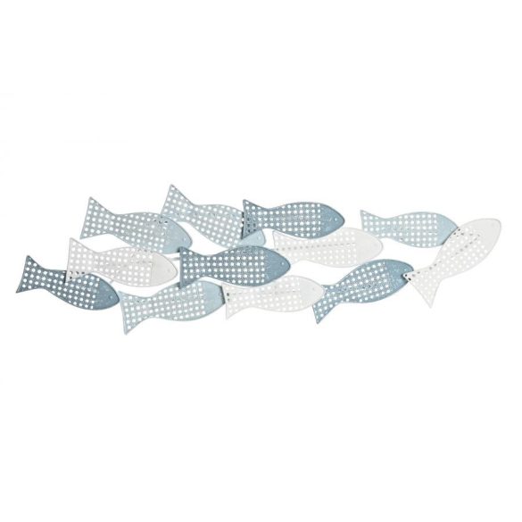Dekoráció falra fém 100x5x30 halak kék