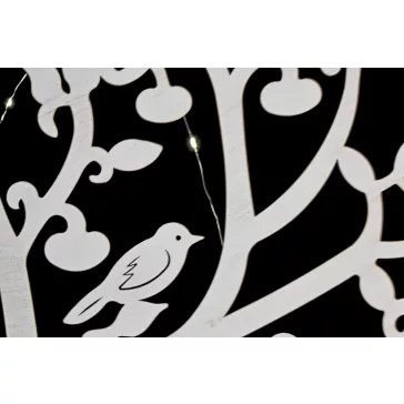 Dekoráció falra led-es fa minta fém 99x2x99 cm fehér