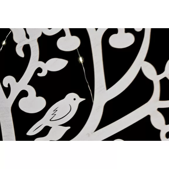 Dekoráció falra led-es fa minta fém 99x2x99 cm fehér