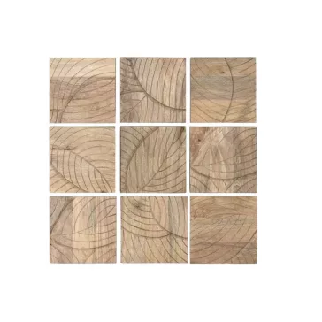   Dekoráció falra levél mintával mdf, mangófa 90x3x90 cm natúr s/9