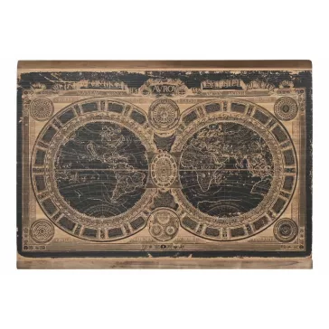   Dekoráció falra világtérkép fa 149x2x105 cm natúr, fekete