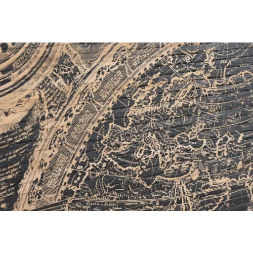 Dekoráció falra világtérkép fa 149x2x105 cm natúr, fekete