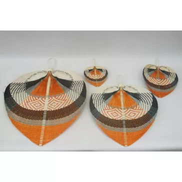   Fali dekoráció szett legyező bambusz 57x1x71 cm barna, bézs, fekete s/4