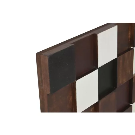 Fali dekoráció négyzetek mangófa 90x4x90 cm natúr, fekete, fehér