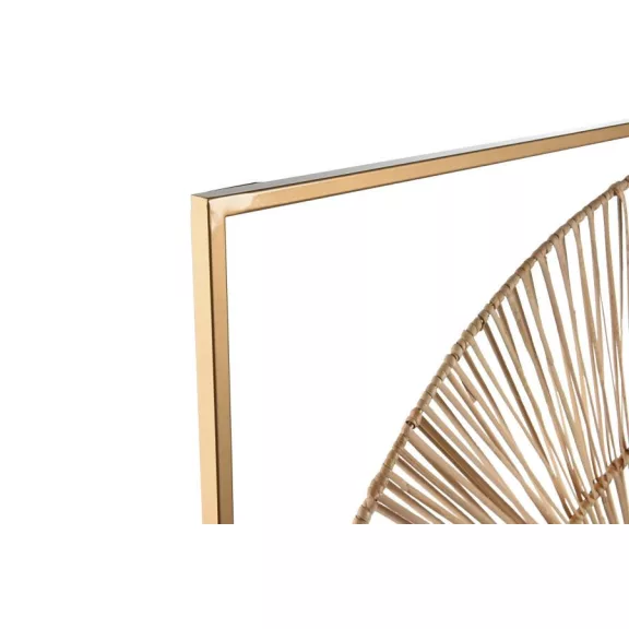 Fali dekoráció szett kör rattan, fém 50x2x100 cm natúr, arany s/2
