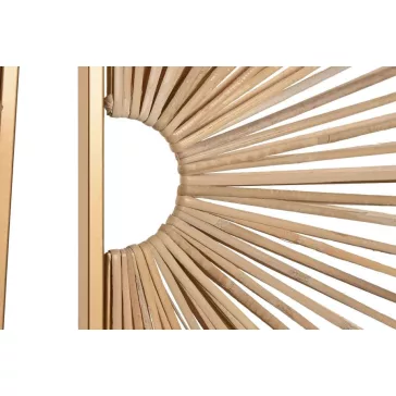   Fali dekoráció szett kör rattan, fém 50x2x100 cm natúr, arany s/2