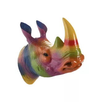   Faldekoráció – Színes rinocérosz figura, 35 × 16,5 × 33 cm
