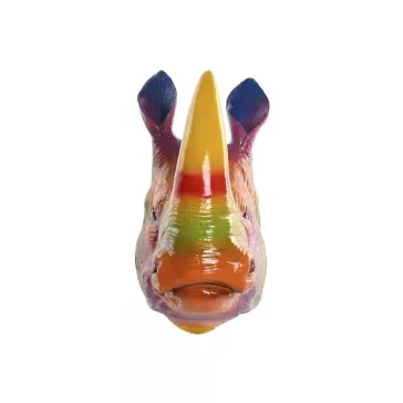   Faldekoráció – Színes rinocérosz figura, 35 × 16,5 × 33 cm