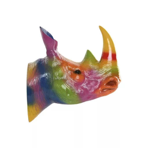 Faldekoráció – Színes rinocérosz figura, 35 × 16,5 × 33 cm