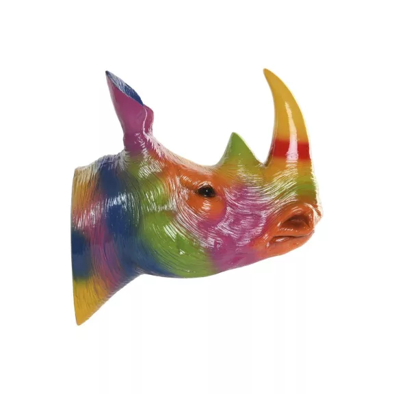 Faldekoráció – Színes rinocérosz figura, 35 × 16,5 × 33 cm