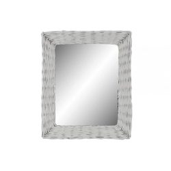 Tükör, fonott, üveg, 53x63x4, fonott, fehér