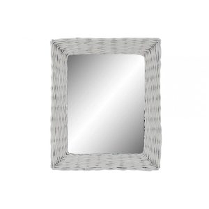Tükör, fonott, üveg, 53x63x4, fonott, fehér
