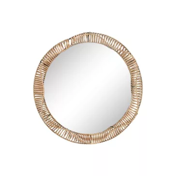 Tükör rattan, üveg 70x6x70 cm natúr