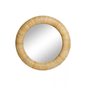 Tükör kerek rattan, üveg 80x7x80 cm natúr