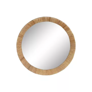 Tükör kerek rattan 70x6x70 cm natúr