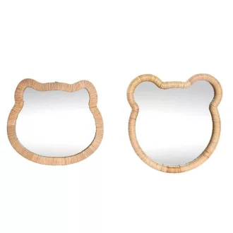 Tükör állatfej formájú rattan 40x3x42 cm natúr 2 féle
