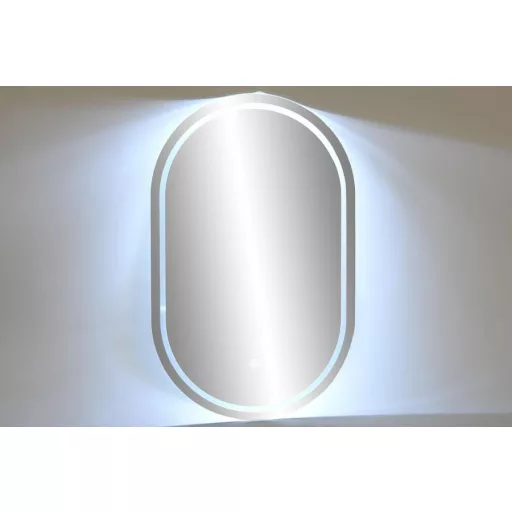 Tükör domború szegéllyel, led-es üveg 50x0,5x80 cm fehér