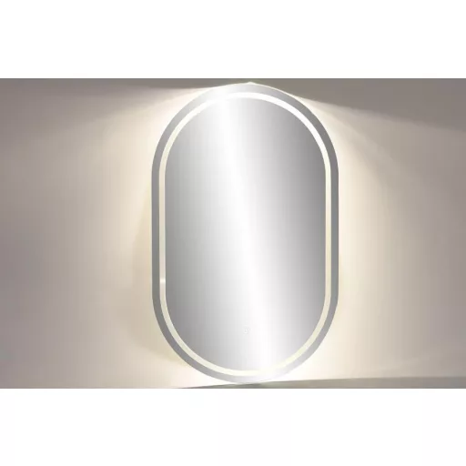 Tükör domború szegéllyel, led-es üveg 50x0,5x80 cm fehér
