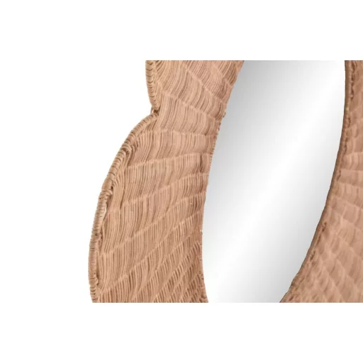 Tükör, virág rattan 98x1x98 cm barna
