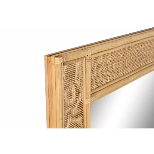Tükör egész alakos, szögletes rattan 100x4x180 cm világosbarna