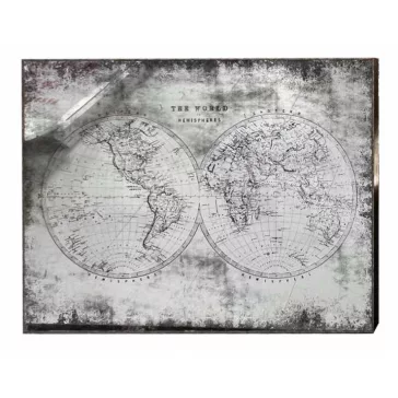 Espejo metal cristal 90x3,5x60 mapa envejecido