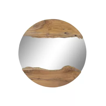   Kézzel készített teakfa–üveg tükör, 100×5×100 cm, barna