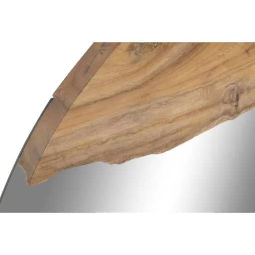 Kézzel készített teakfa–üveg tükör, 100×5×100 cm, barna