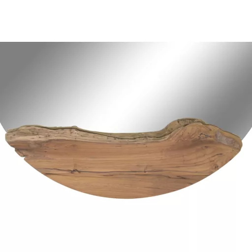 Kézzel készített teakfa–üveg tükör, 100×5×100 cm, barna