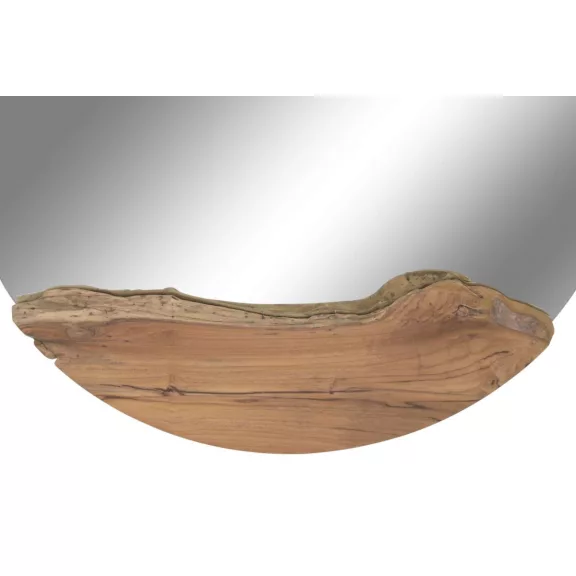 Kézzel készített teakfa–üveg tükör, 100×5×100 cm, barna