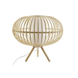 Lámpa, asztali, bambusz, 40x40x36, barna