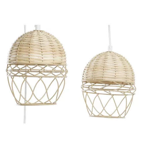 Lámpa mennyezeti fém rattan 38x38x75 barna világos