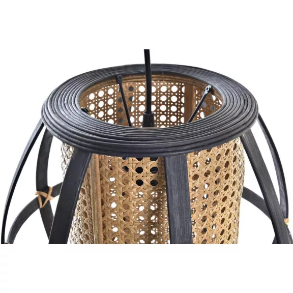 Lámpa mennyezeti bambusz rattan 34x34x35 természetes fekete