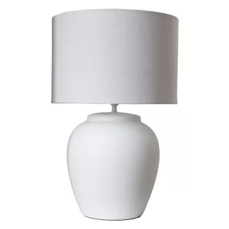 Lámpa asztali porcelán vászon 38x38x58 fehér 