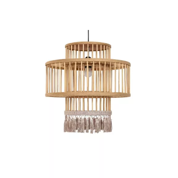 Lámpa mennyezeti rattan 45x45x46 bojtos természetes barna 