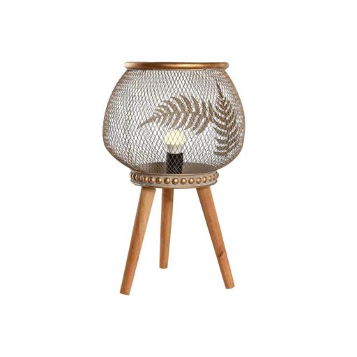 Lámpa asztali fém fa 33x33x51 leveles 